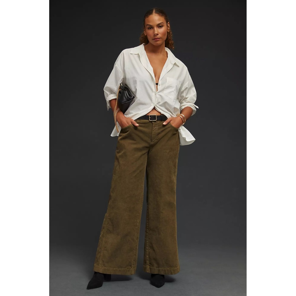 Pilcro Anthropologie Gwen Wide Leg Corduroy Pants Brown Size 30